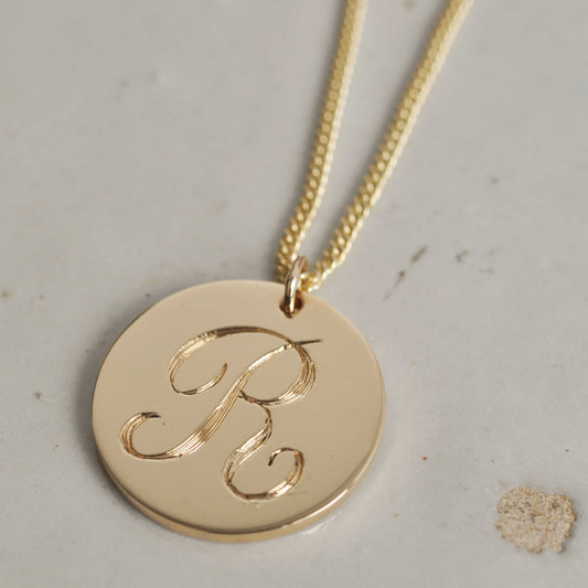Simple Initial Disc Necklace