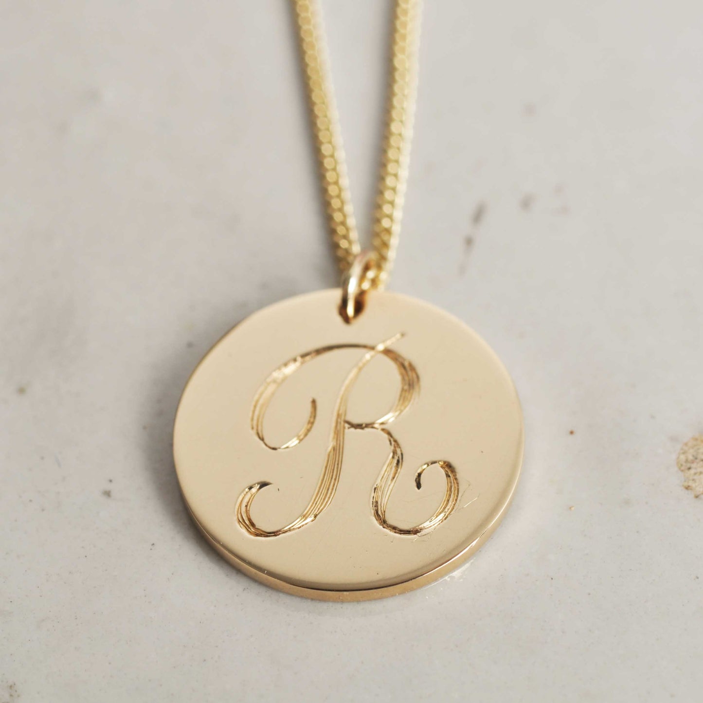 Simple Initial Disc Necklace
