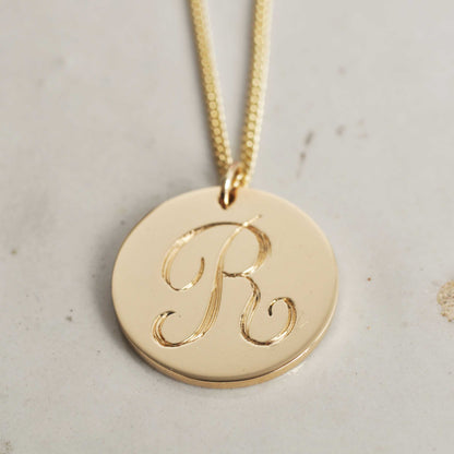 Simple Initial Disc Necklace