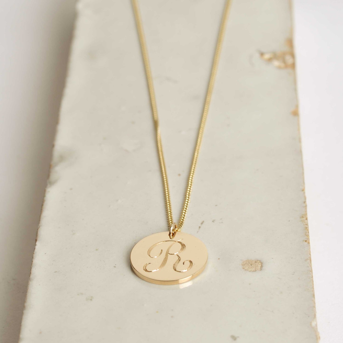 Simple Initial Disc Necklace