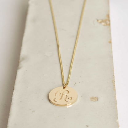Simple Initial Disc Necklace