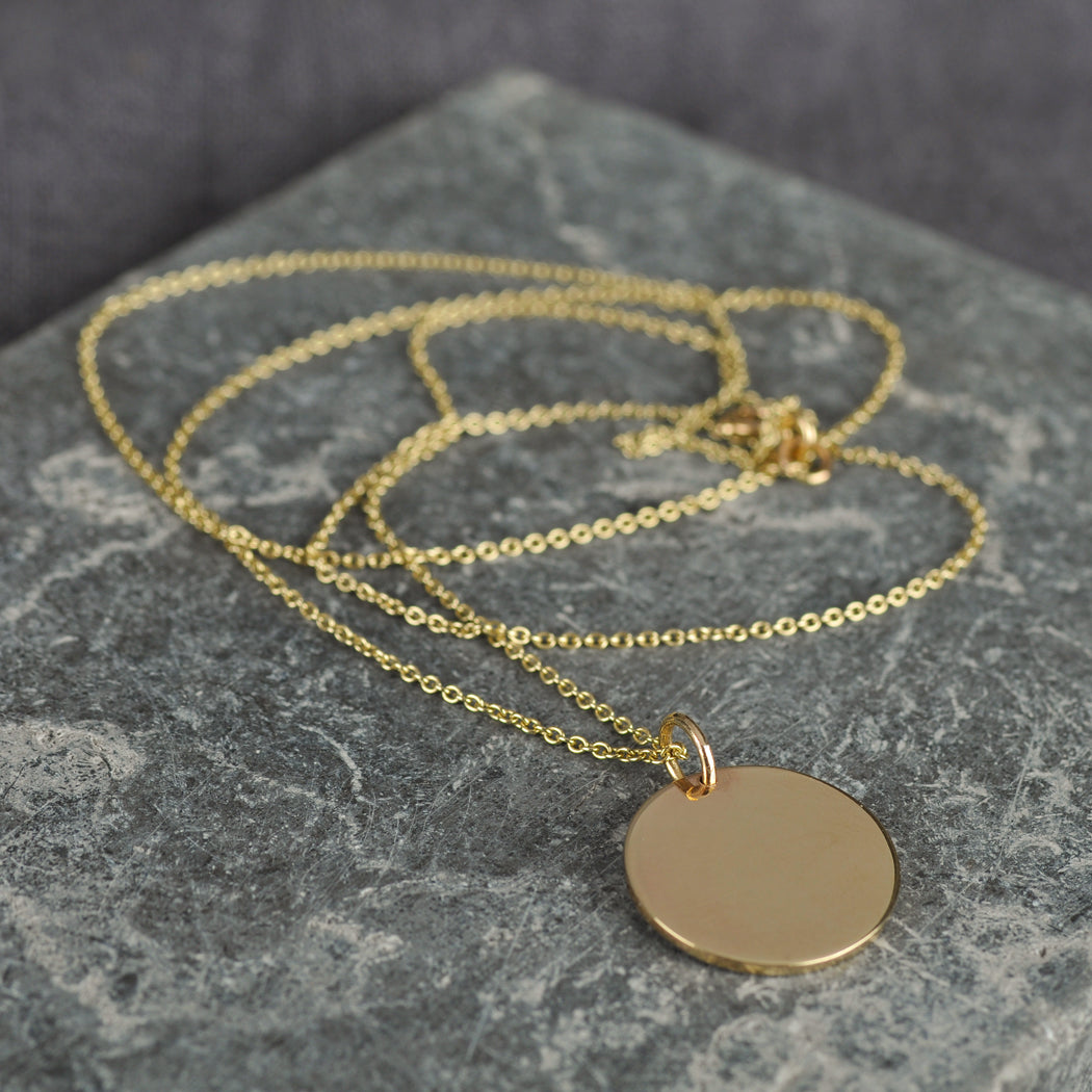 Large Polished Disc Pendant Necklace