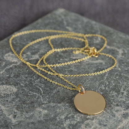 Large Polished Disc Pendant Necklace