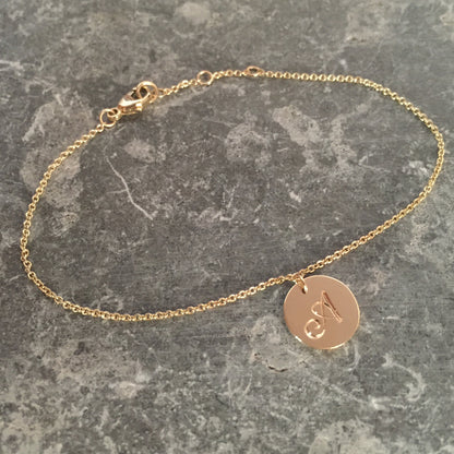 Engraved Initial Disc Bracelet