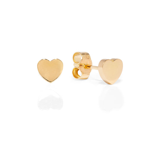Gold Heart Stud Earrings