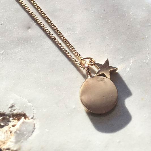 Delicate Disc & Star Necklace