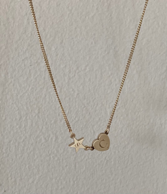 Twin Star & Heart Necklace
