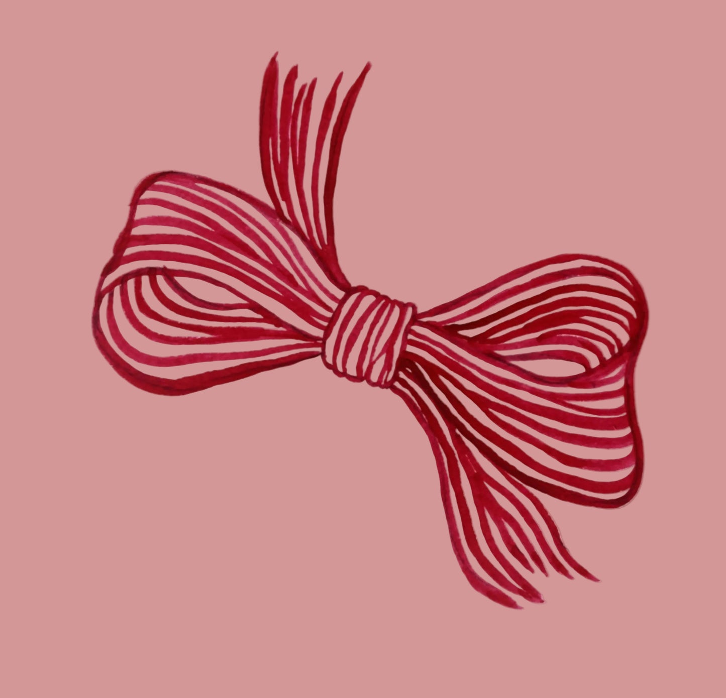 red watercolour bow illustration
