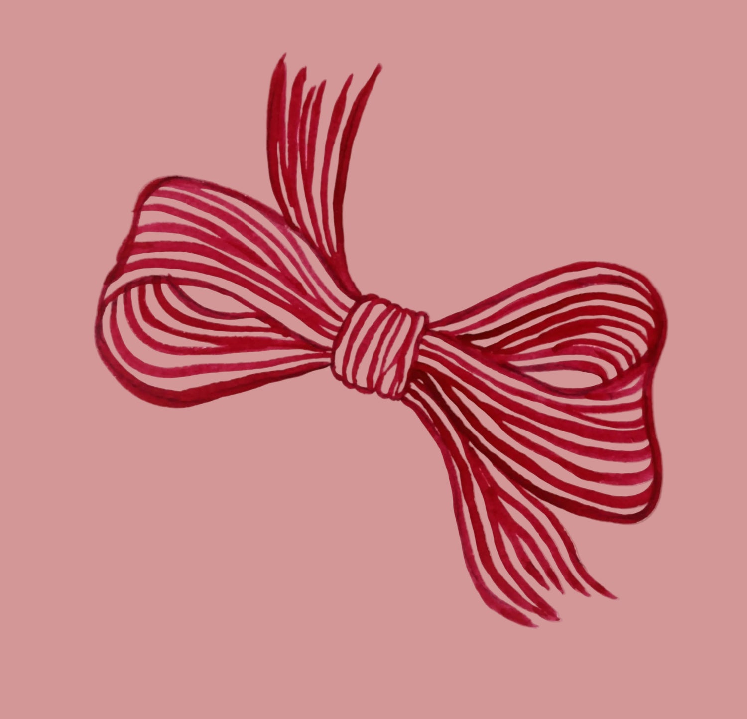 red watercolour bow illustration