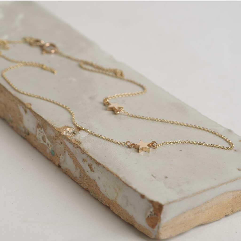 Two Little Gold Stars Necklace