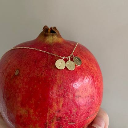 hand engraved initial gold necklace