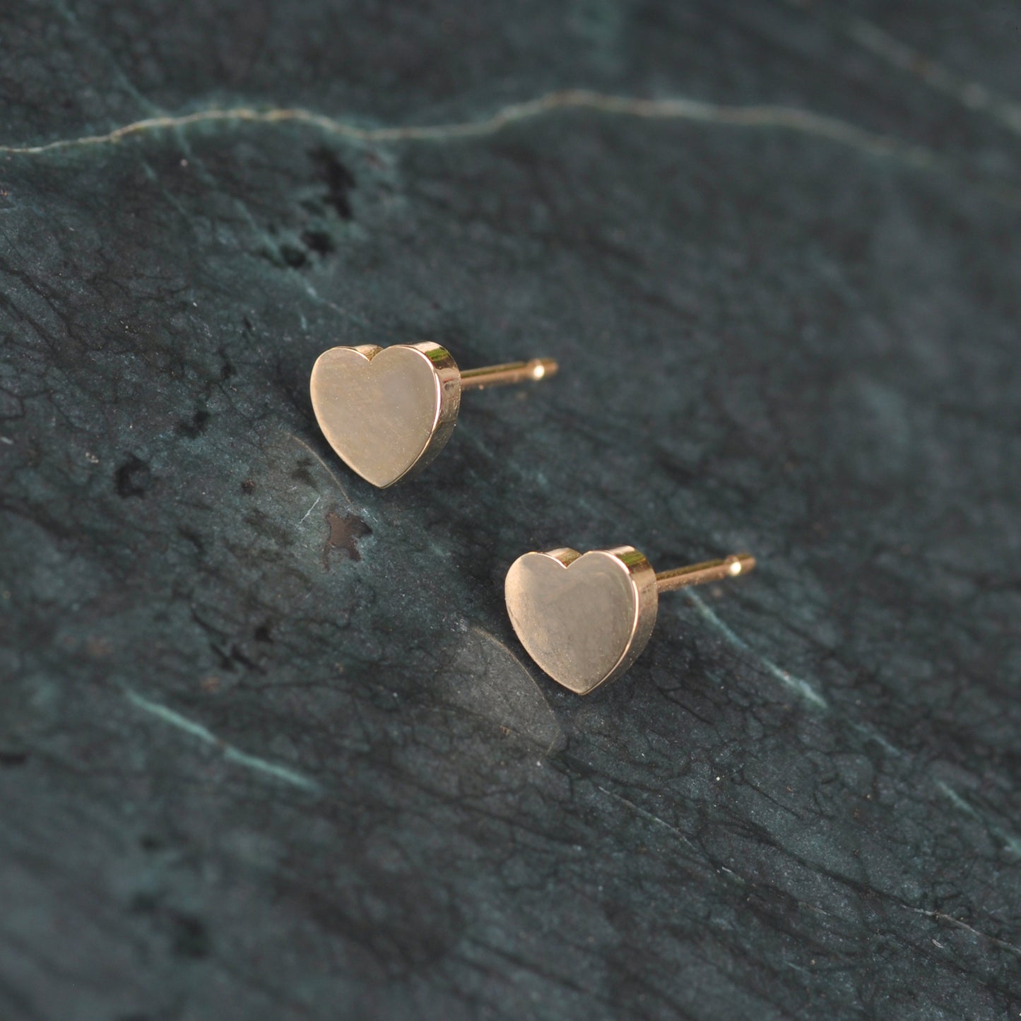 Gold Heart Stud Earrings