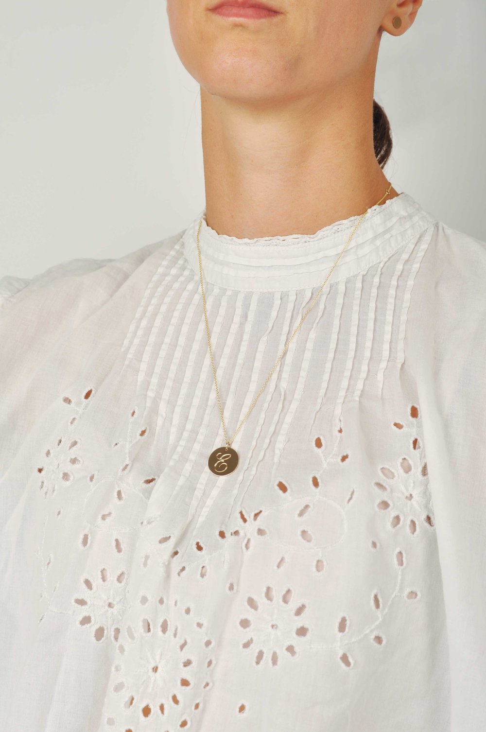 Large Engraved Initial Pendant Necklace