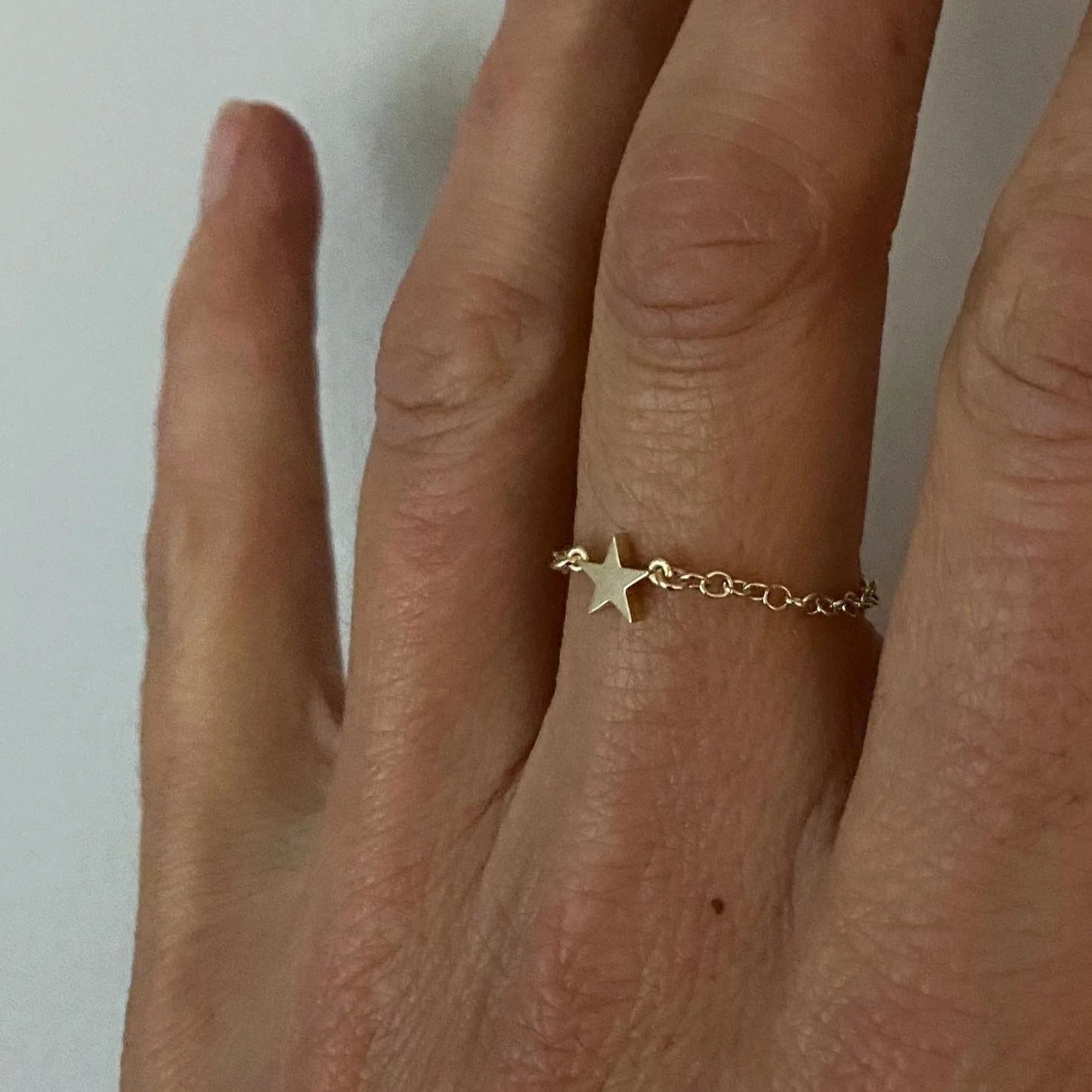 Little Gold Star Chain Ring