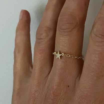 Little Gold Star Chain Ring