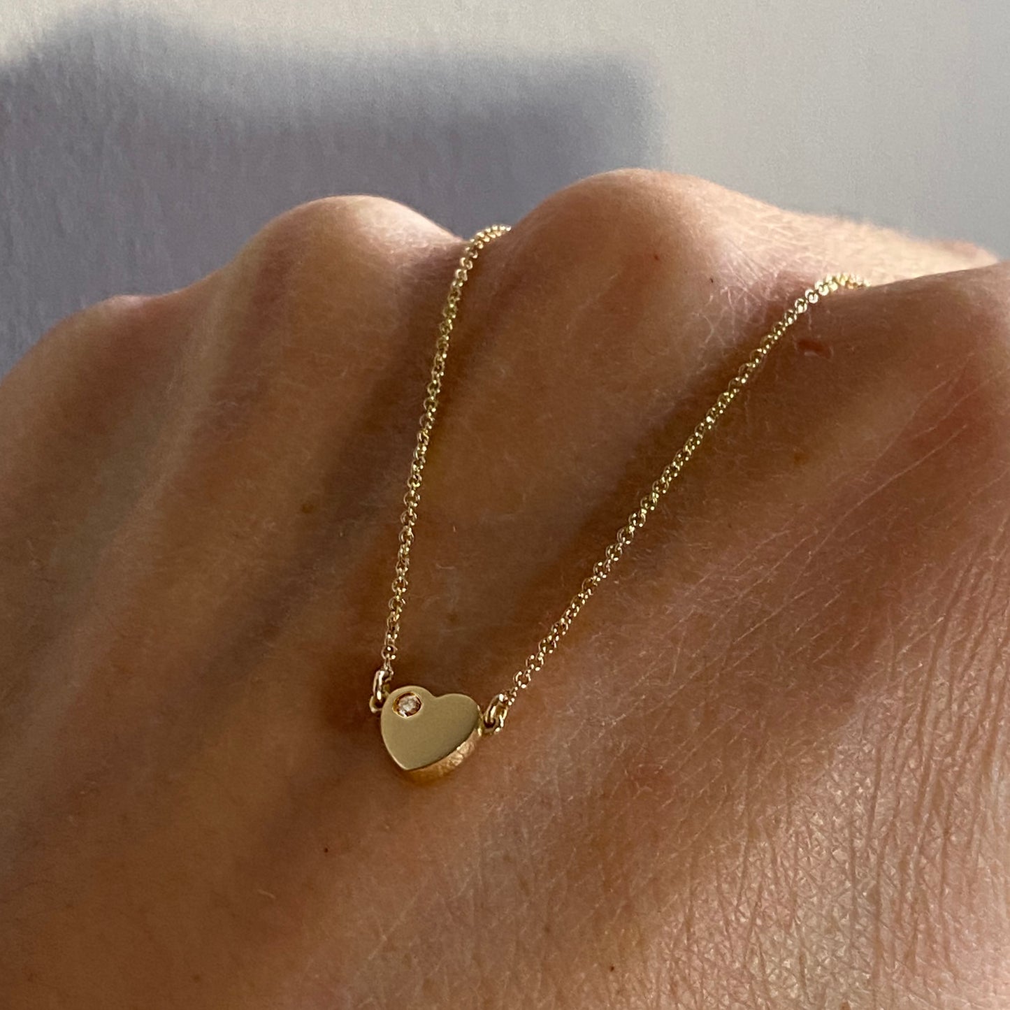 Little Gold Heart & Diamond Necklace