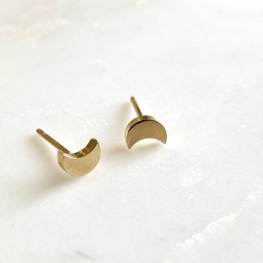 Little Crescent Moon Stud Earrings