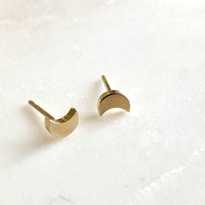 Little Crescent Moon Stud Earrings