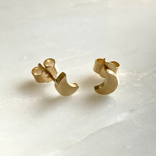 Little Crescent Moon Stud Earrings