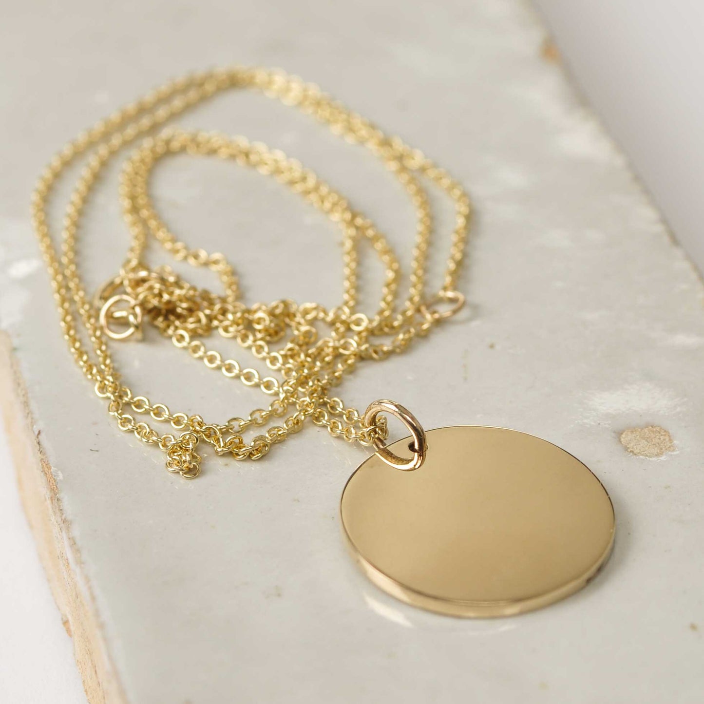 Large Polished Disc Pendant Necklace