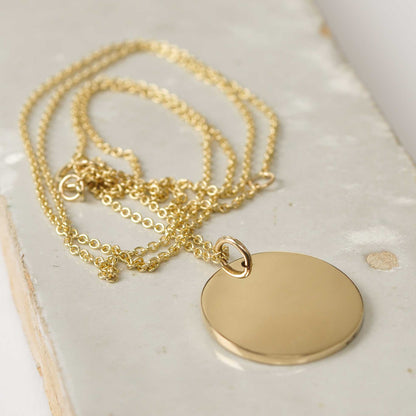 Large Polished Disc Pendant Necklace