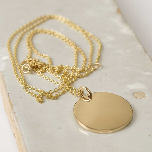 Large Polished Disc Pendant Necklace
