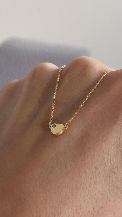 Little Gold Heart & Diamond Necklace
