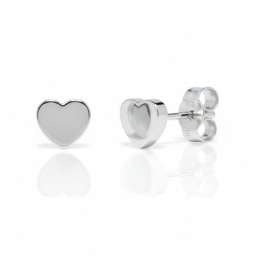 pair of slver heart shaped stud earrings