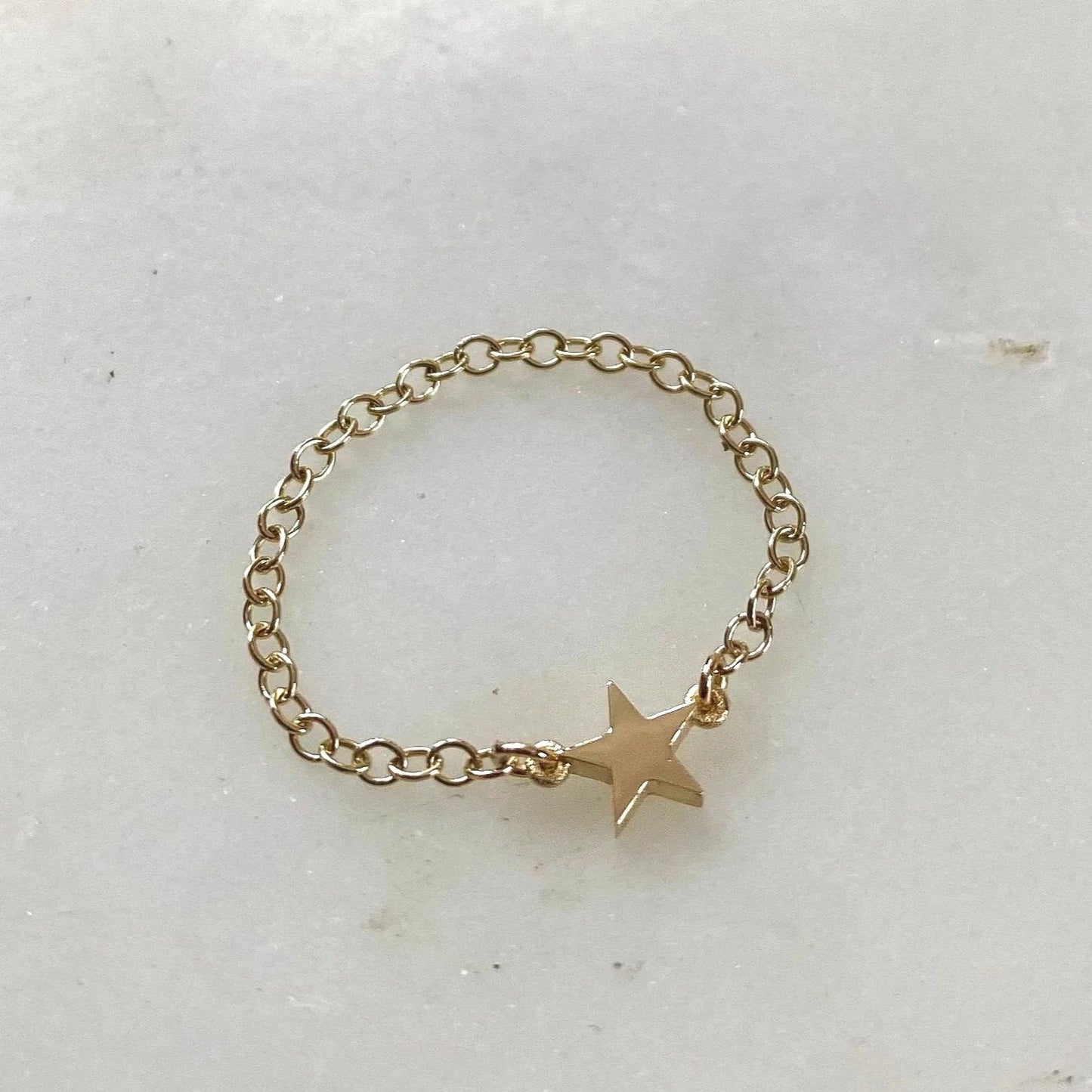 Little Gold Star Chain Ring