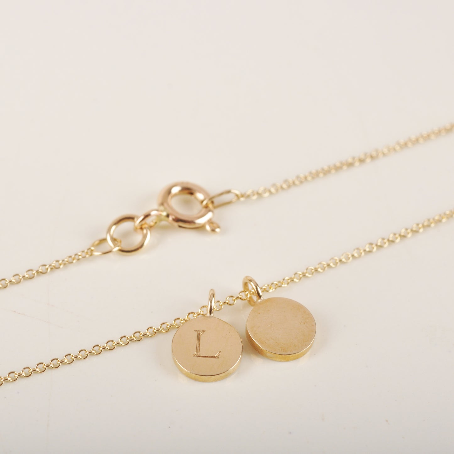 Two Mini Initial Delicate Disc Necklace