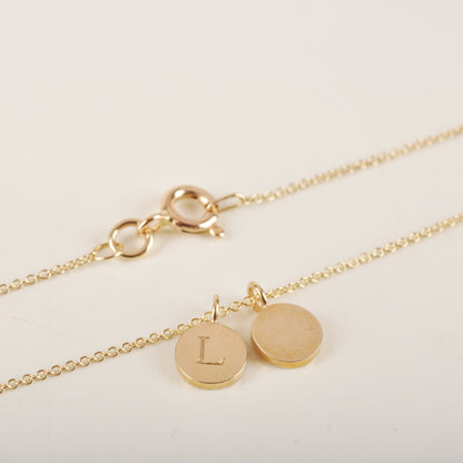 Two Mini Initial Delicate Disc Necklace